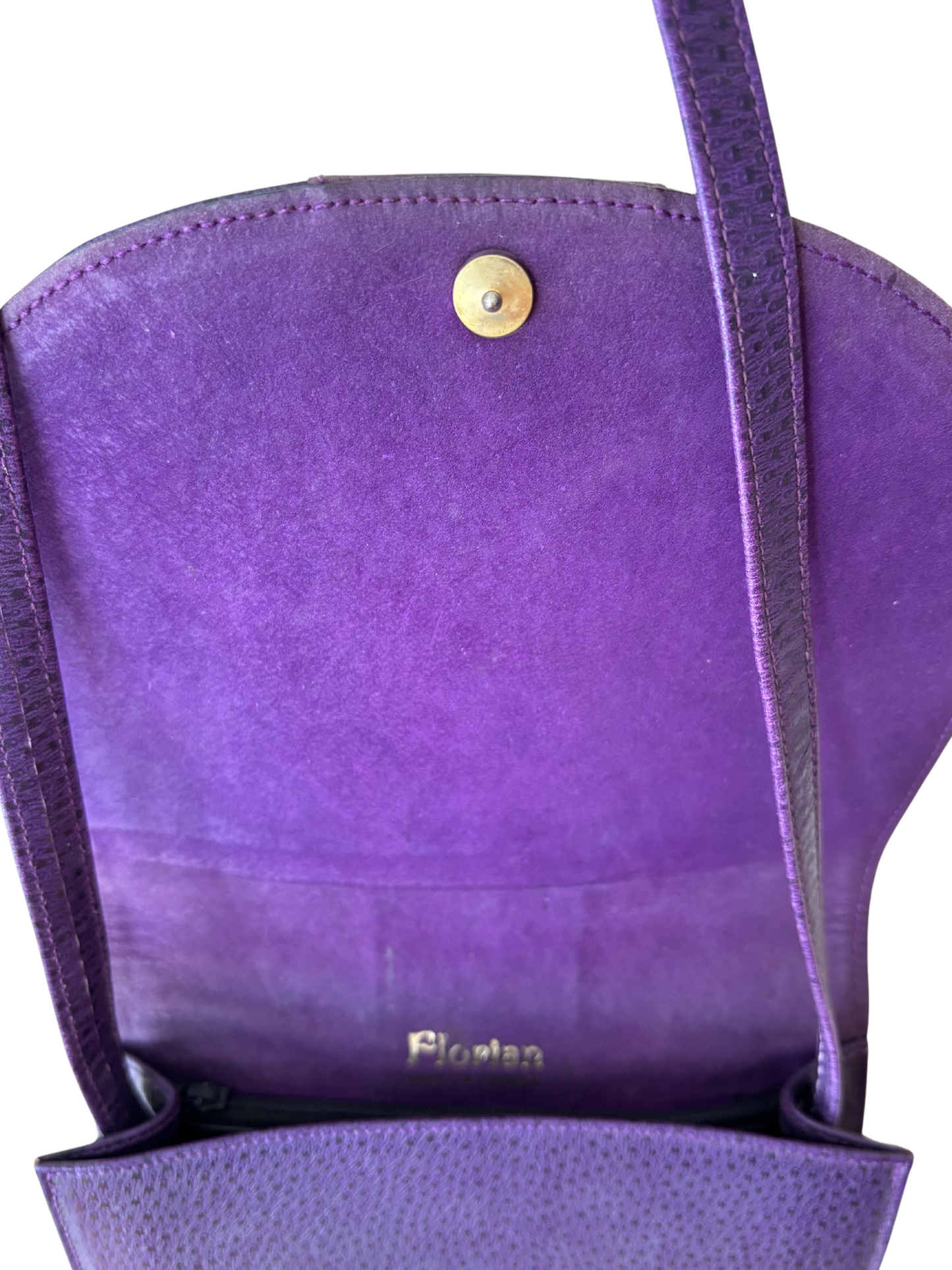 70s/80s Purple Leather Crossbody Half-Circle Bag