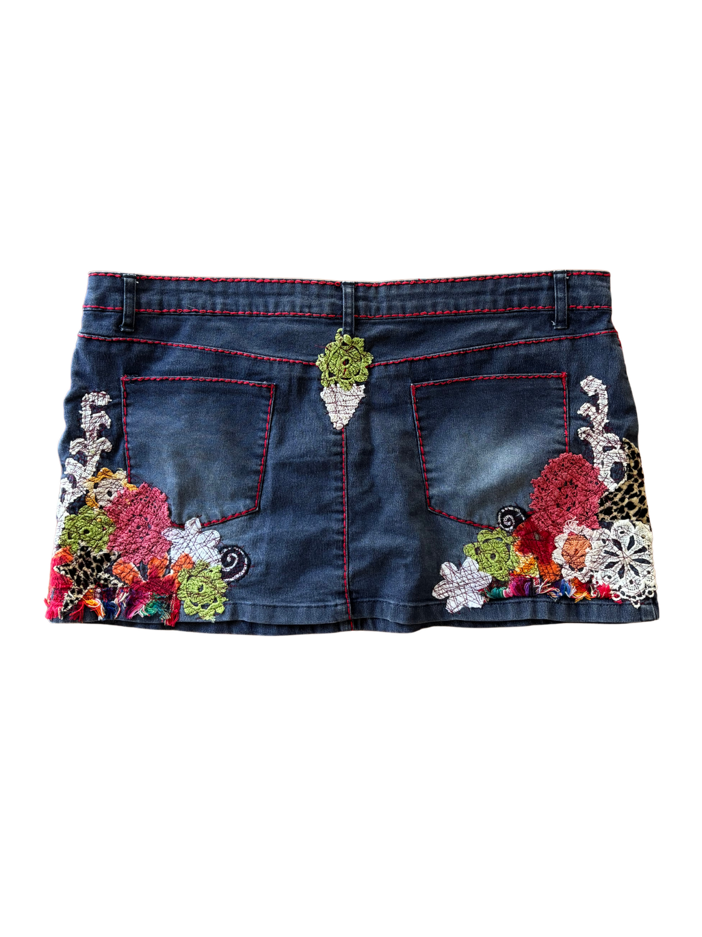 00s Supre Embroidered Lightweight Denim Micro Skirt