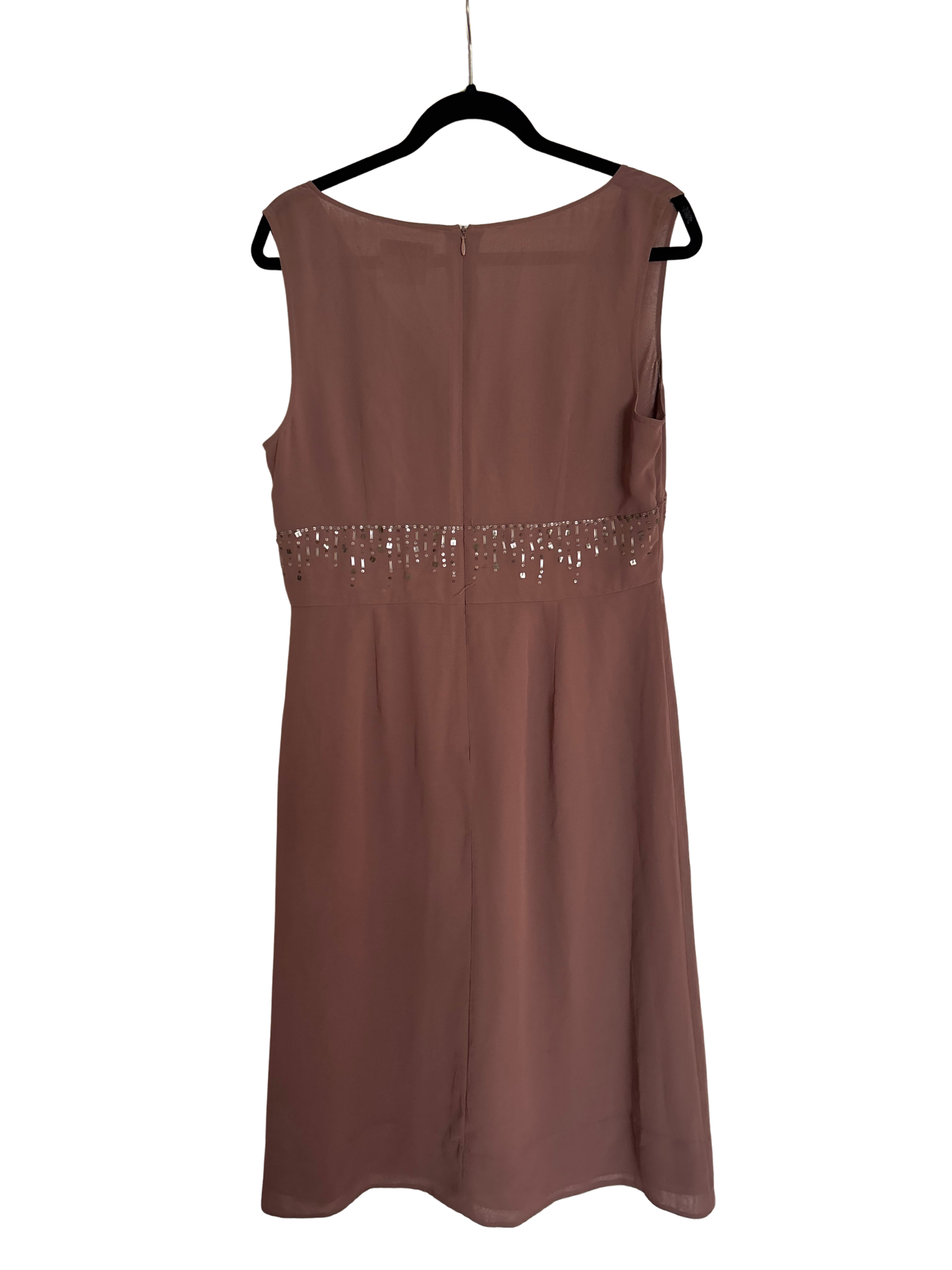 00s Light Brown Knee Length Sleeveless Sequin Dress