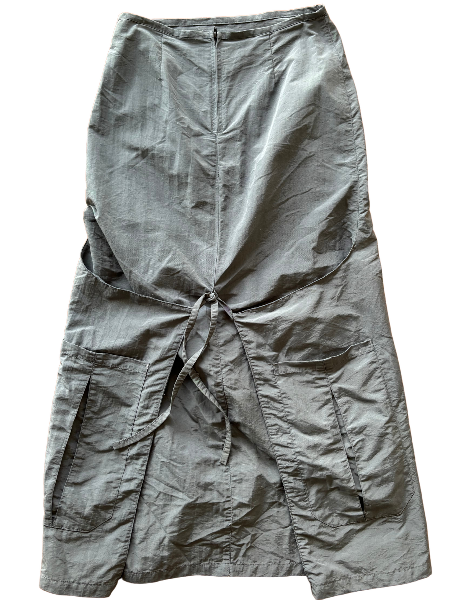 90s Blue Highwaisted Ankle Length Cargo Gorpcore Skirt