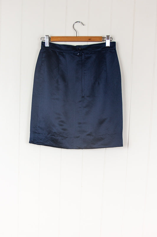 Preloved Midnight Blue Silk Mini Skirt