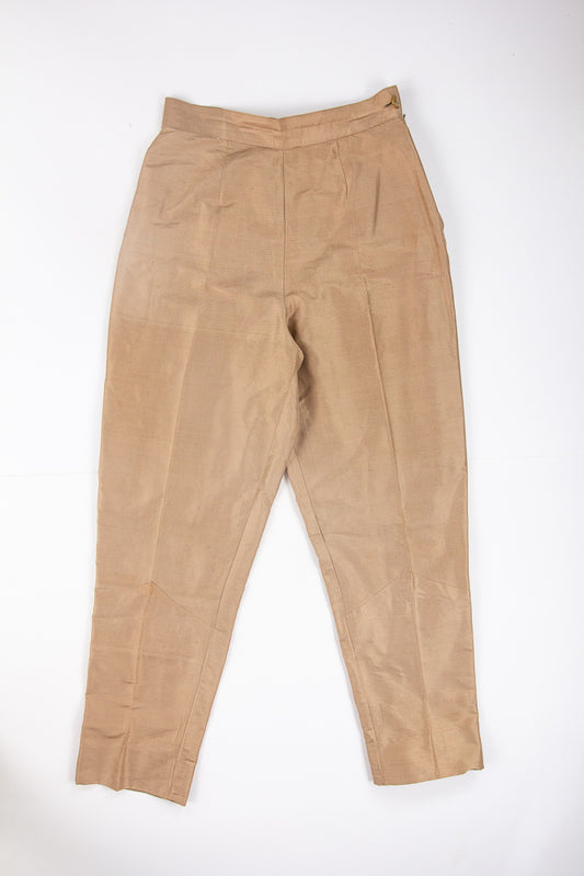90s Gold Beige Silk 3/4 Tapered Pants