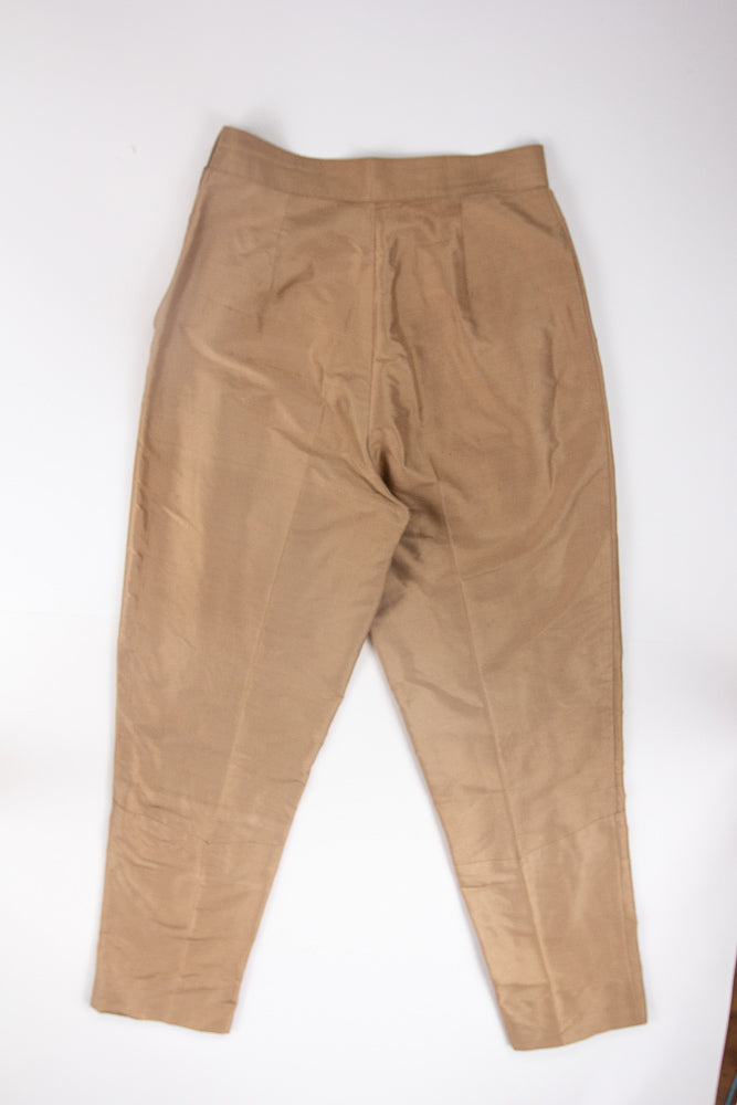 90s Gold Beige Silk 3/4 Tapered Pants