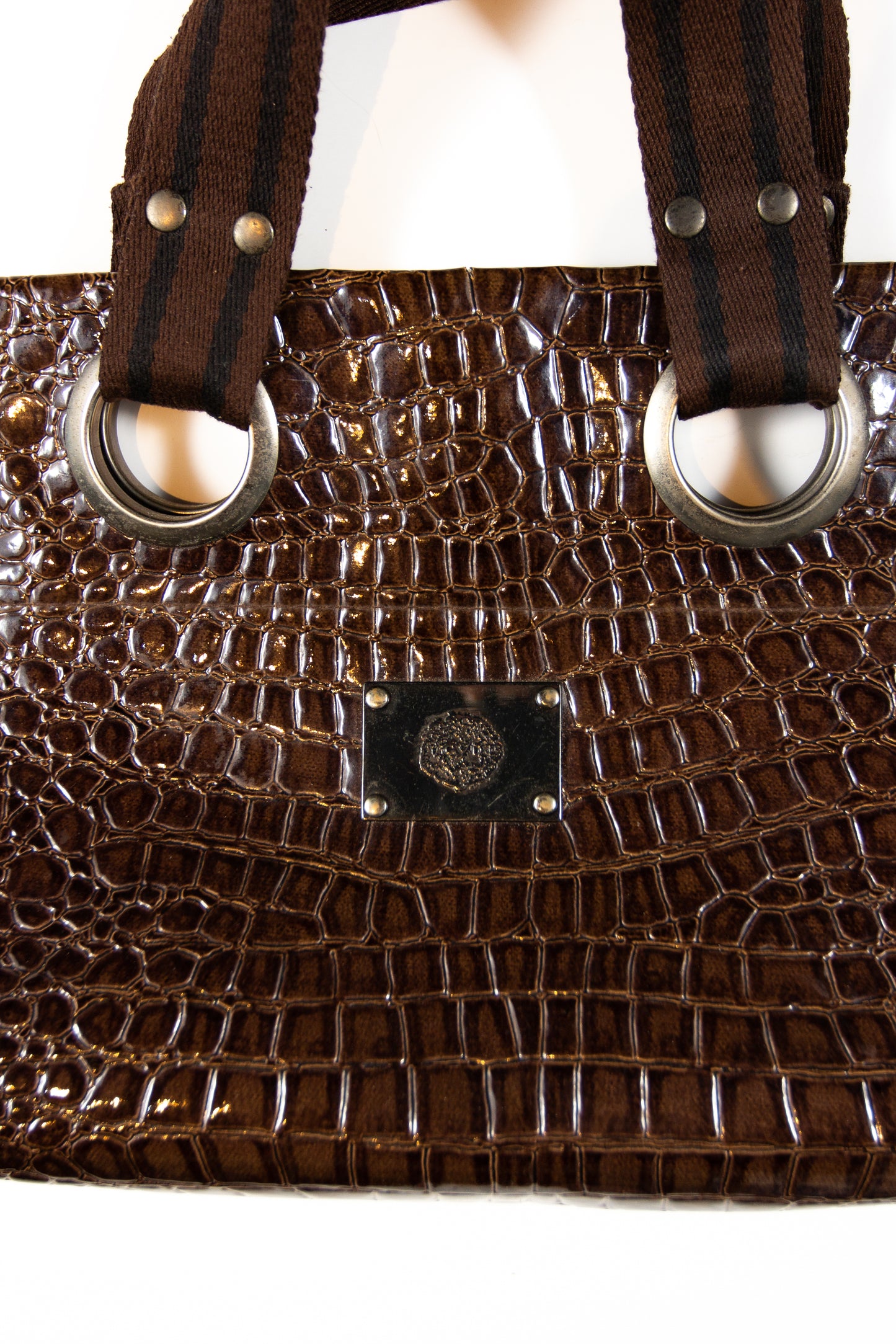 00s Brown Patent Vinyl Alligator Mini Bag