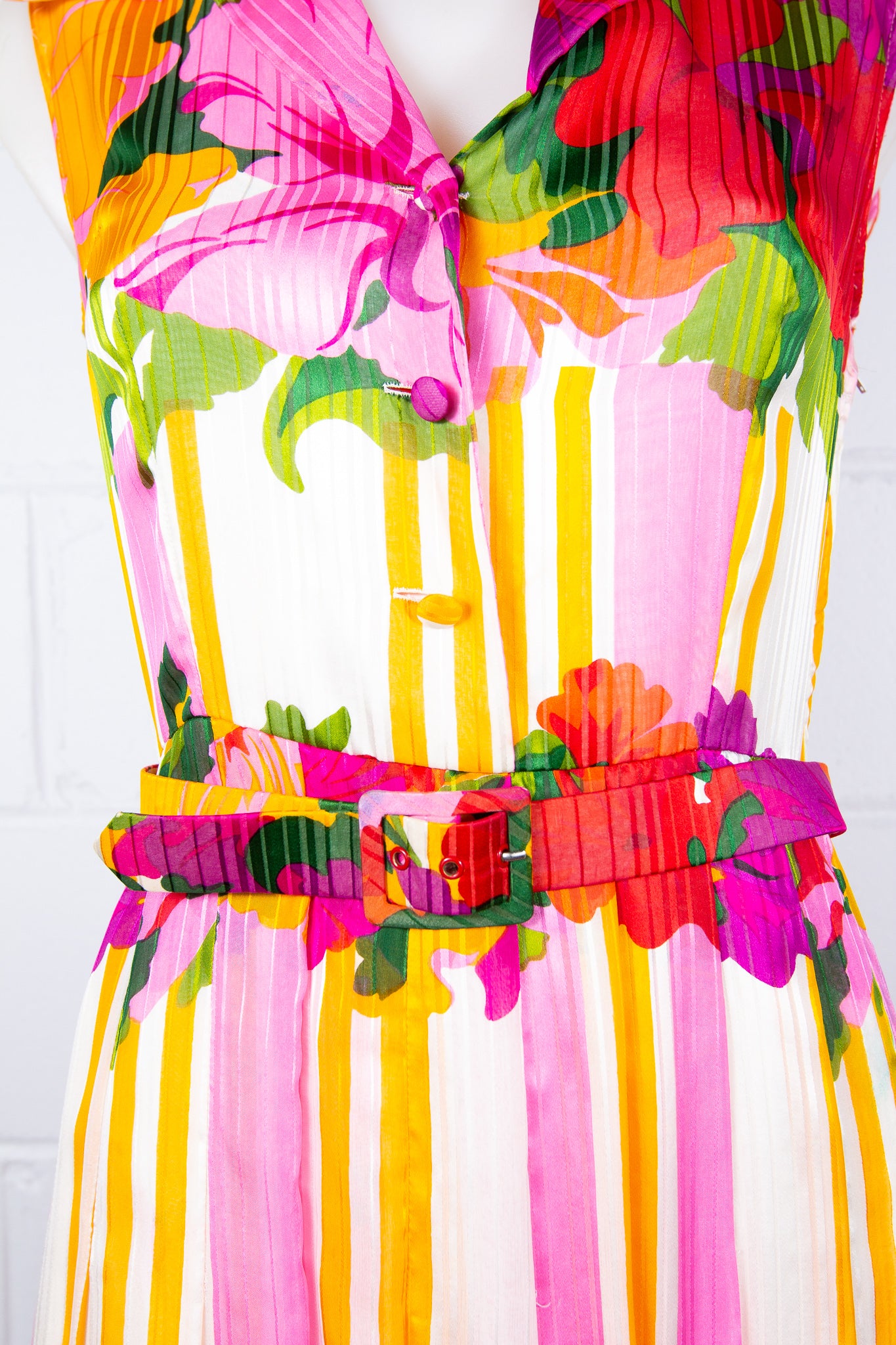 70s Pink & Orange Floral Maxi Dress
