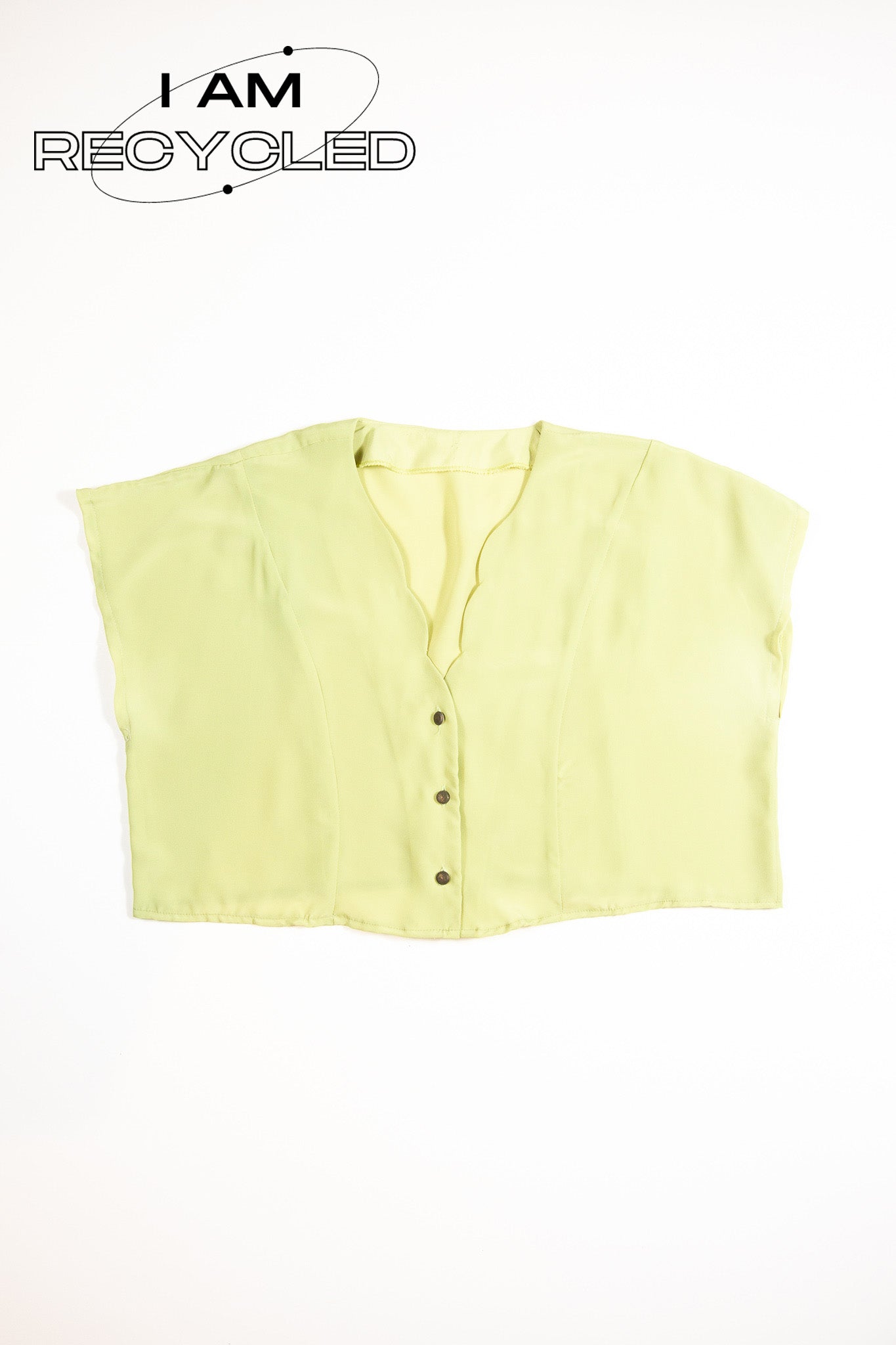 Vintage Lime Green Scalloped Crop Top