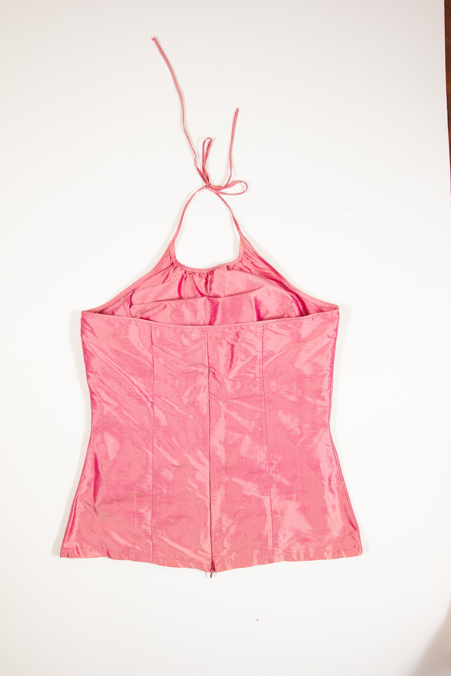 90s Pink Iridescent Halter Prom Top