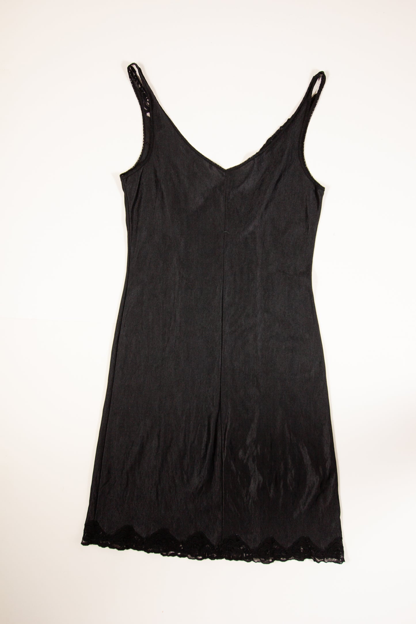 70s Black Slip Dress
