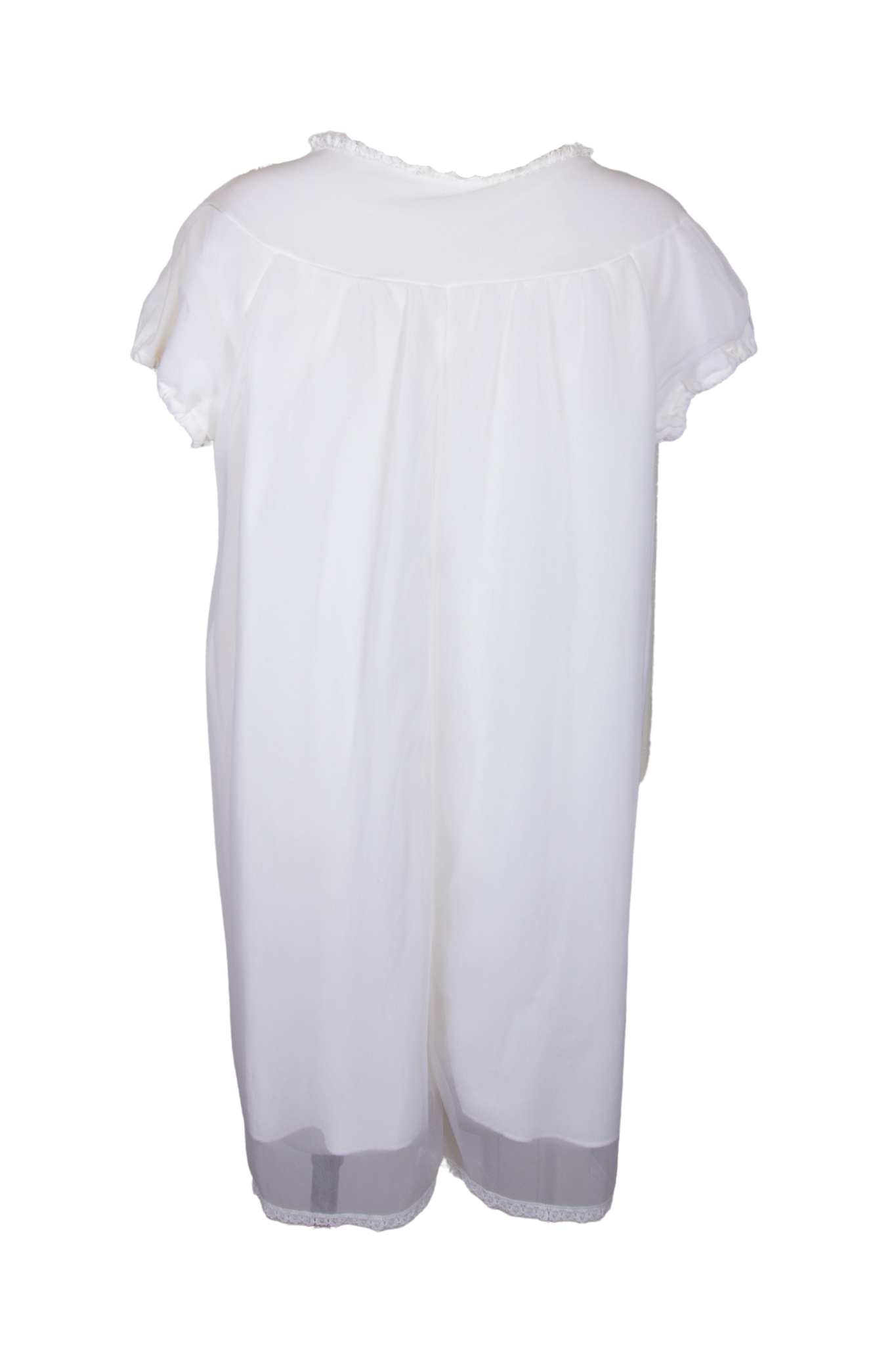 80s Reworked White Sheer Lace Embroidered Nightdress