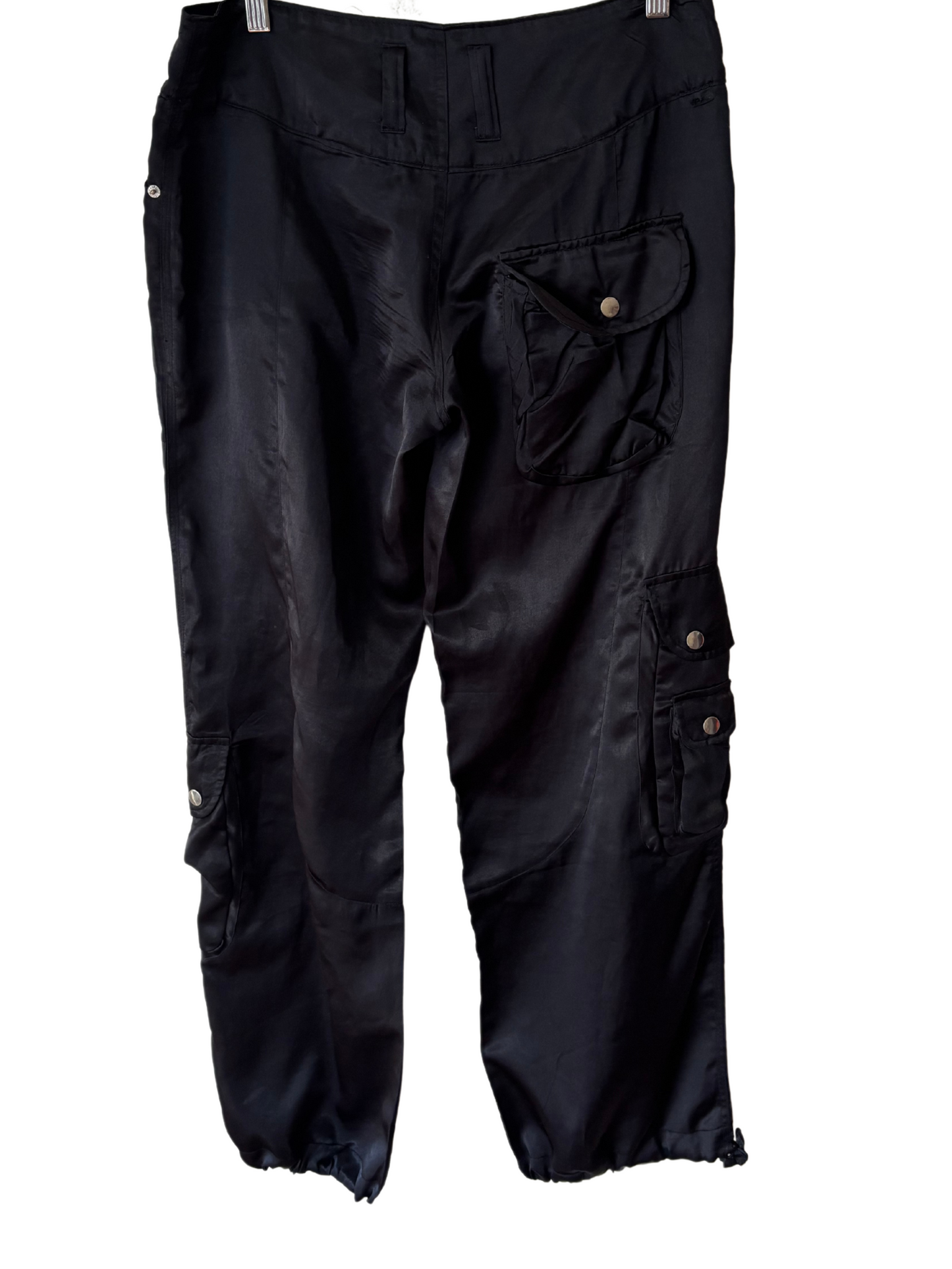 00s Low Rise Satin Cargo Pants with Ankle Ties