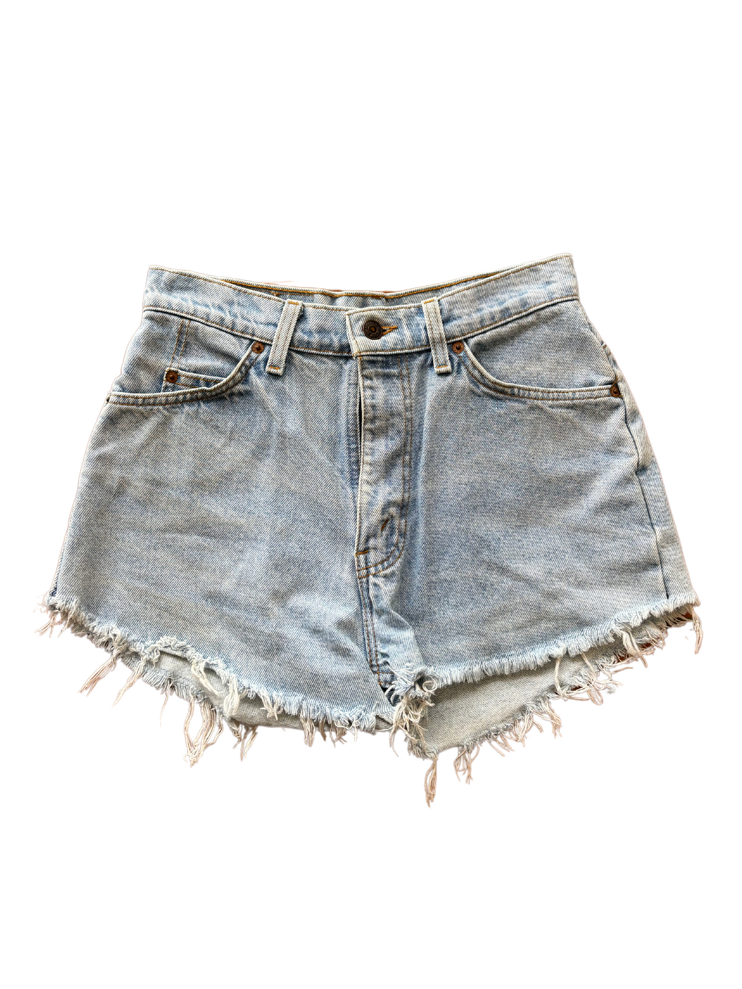 Light Wash High Waisted Denim Cut Off Shorts