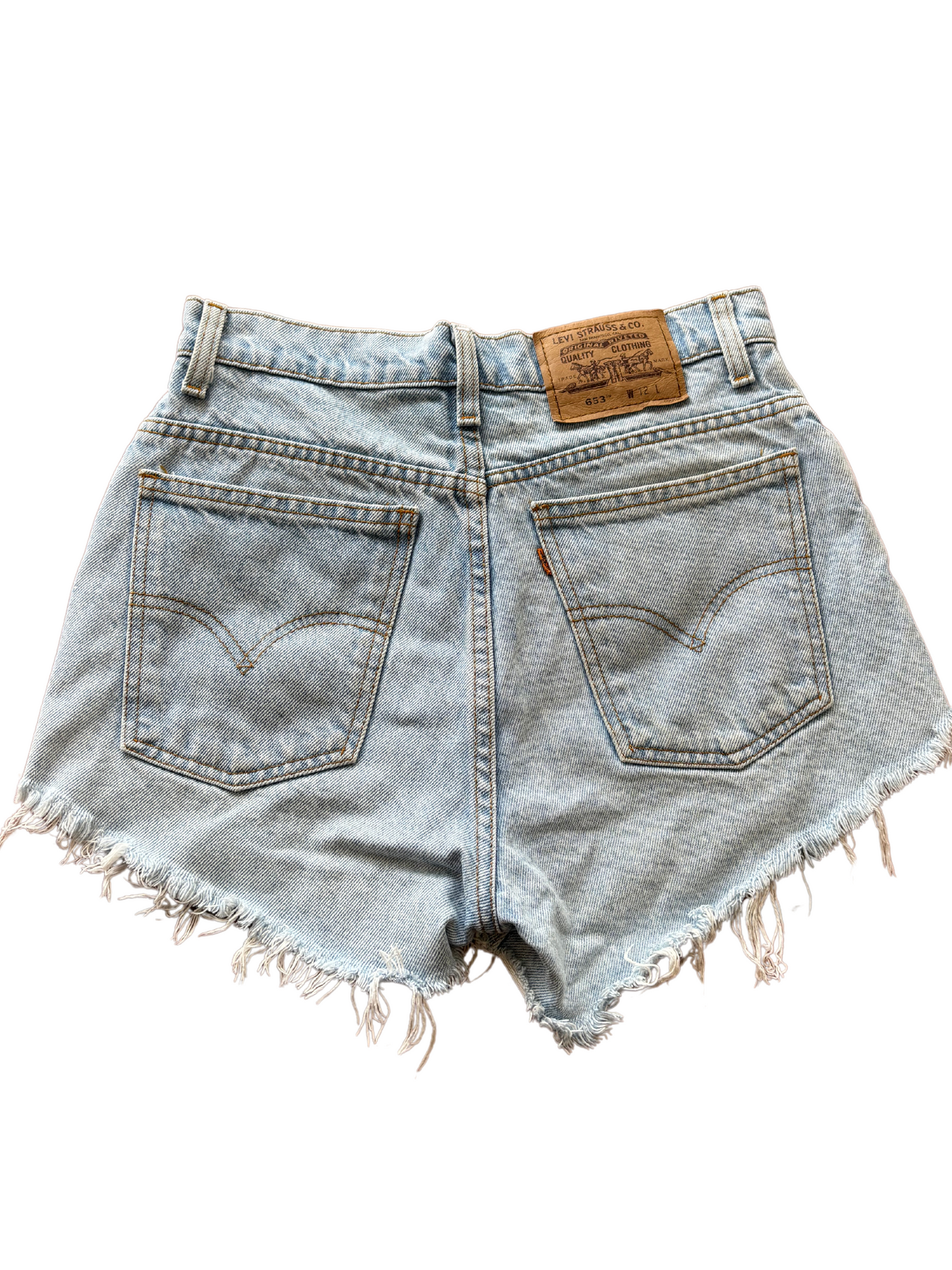 Light Wash High Waisted Denim Cut Off Shorts