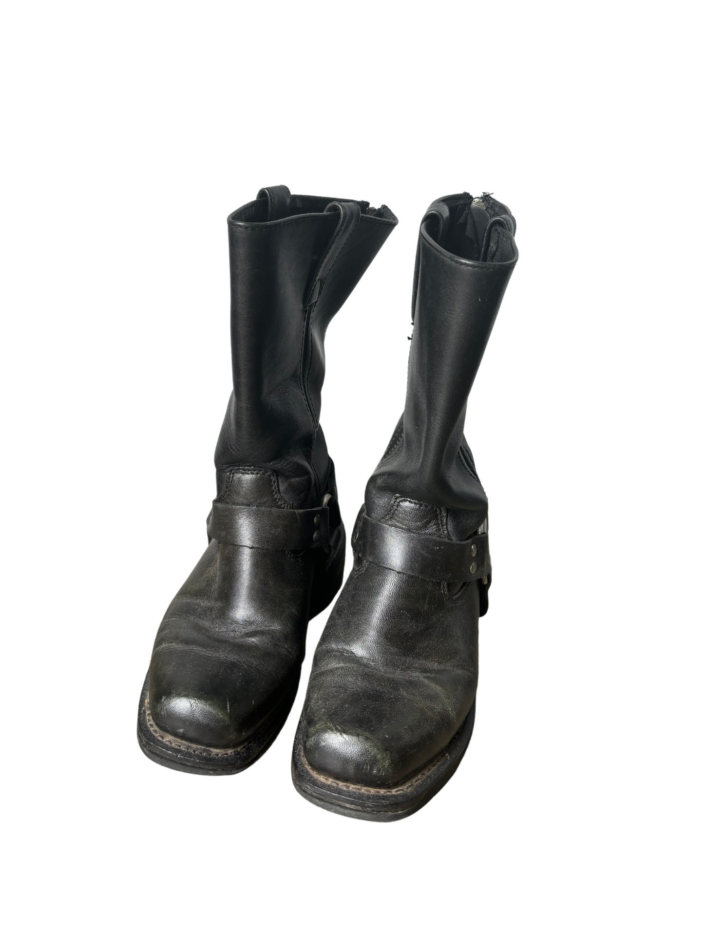 Black Mid-Calf Biker Boots