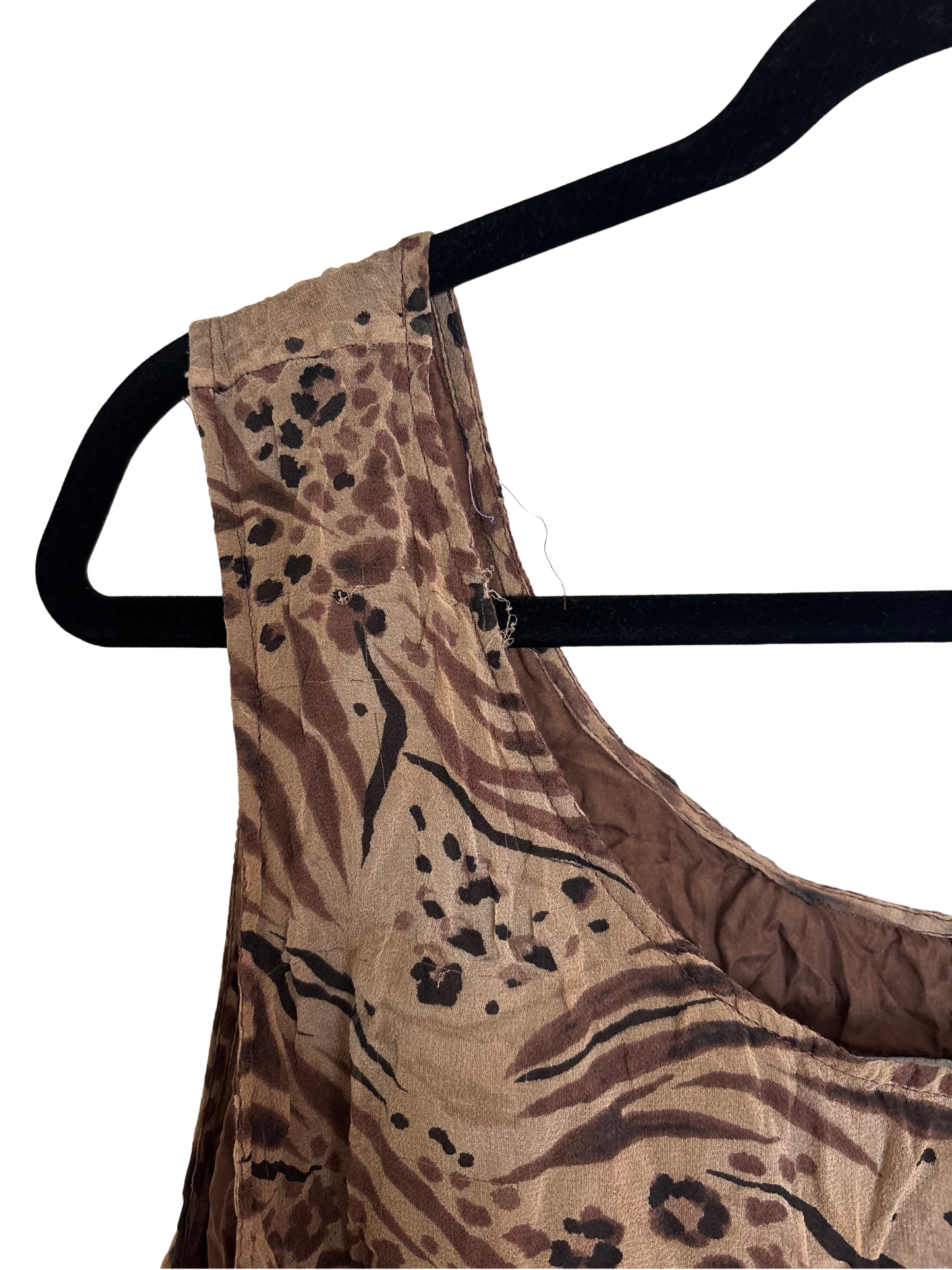 90s Beige/Brown Animal Print Sleeveless Knee Length Dress