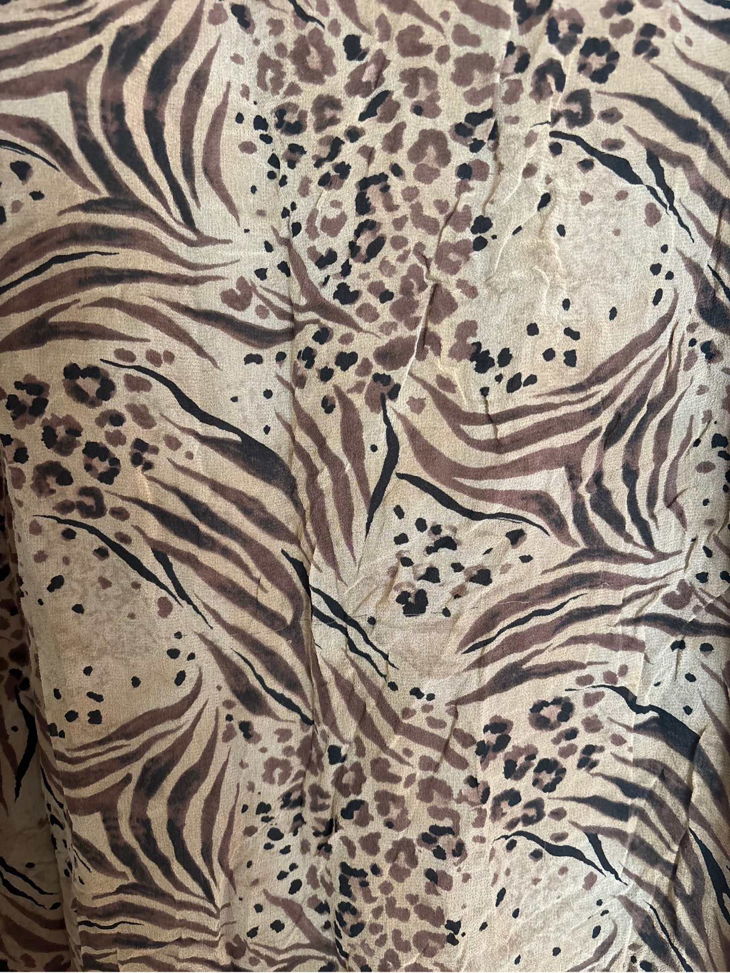 90s Beige/Brown Animal Print Sleeveless Knee Length Dress