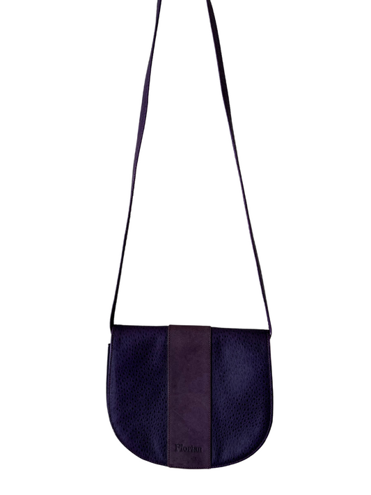 70s/80s Purple Leather Crossbody Half-Circle Bag