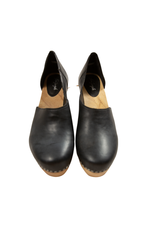 Preloved Leather + Wooden Clogs
