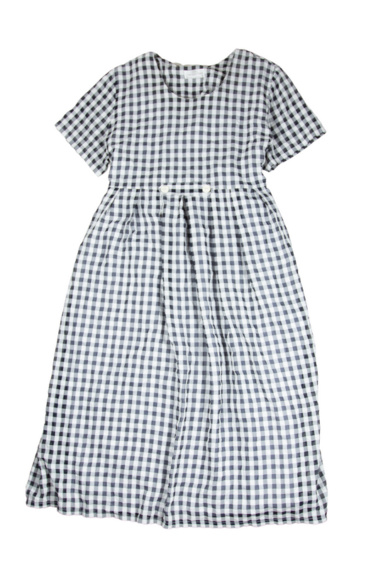 90s Black + White Check Maxi Dress