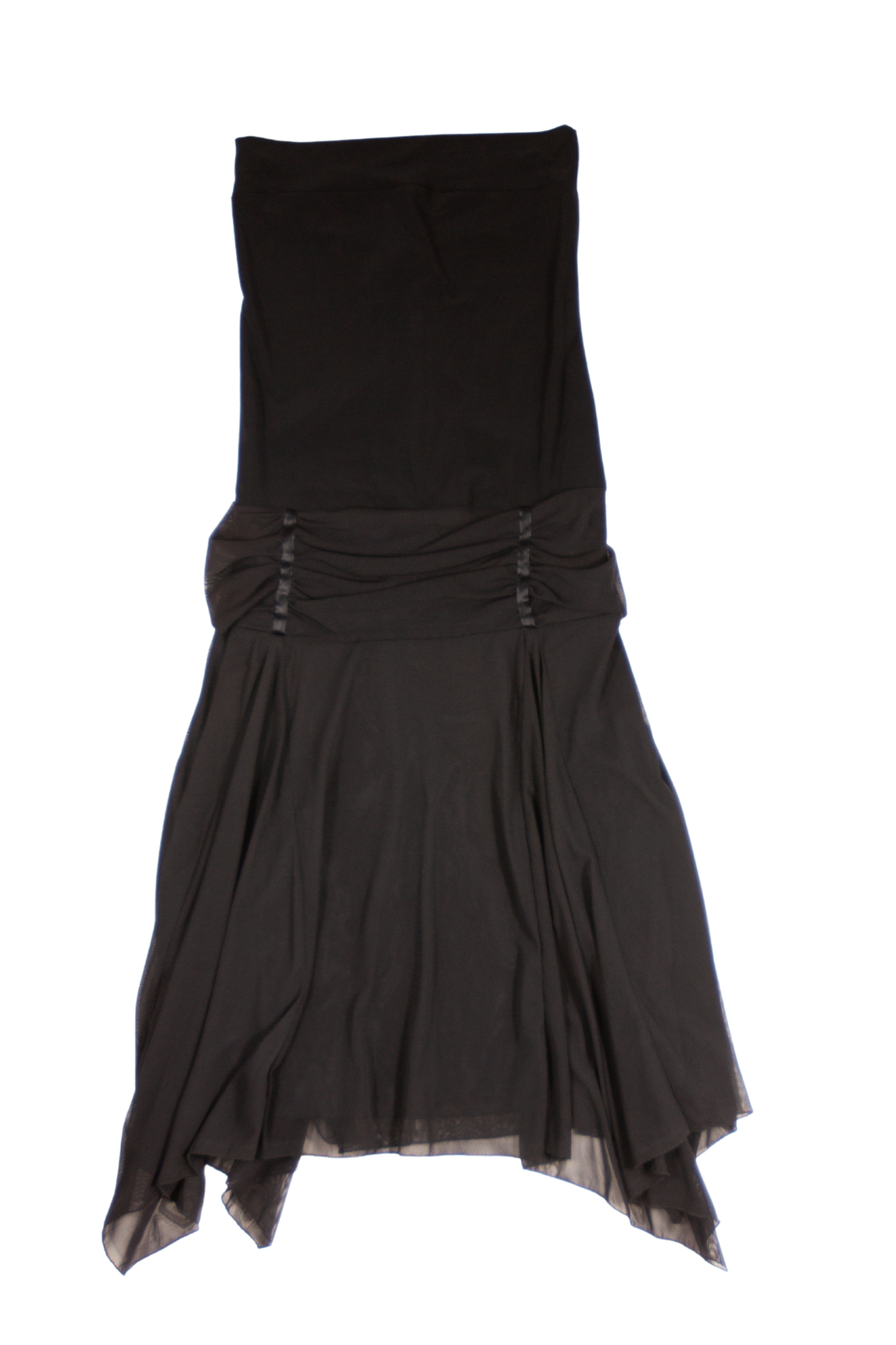 00s Black Drop Waist Body-con Handkerchief Hem