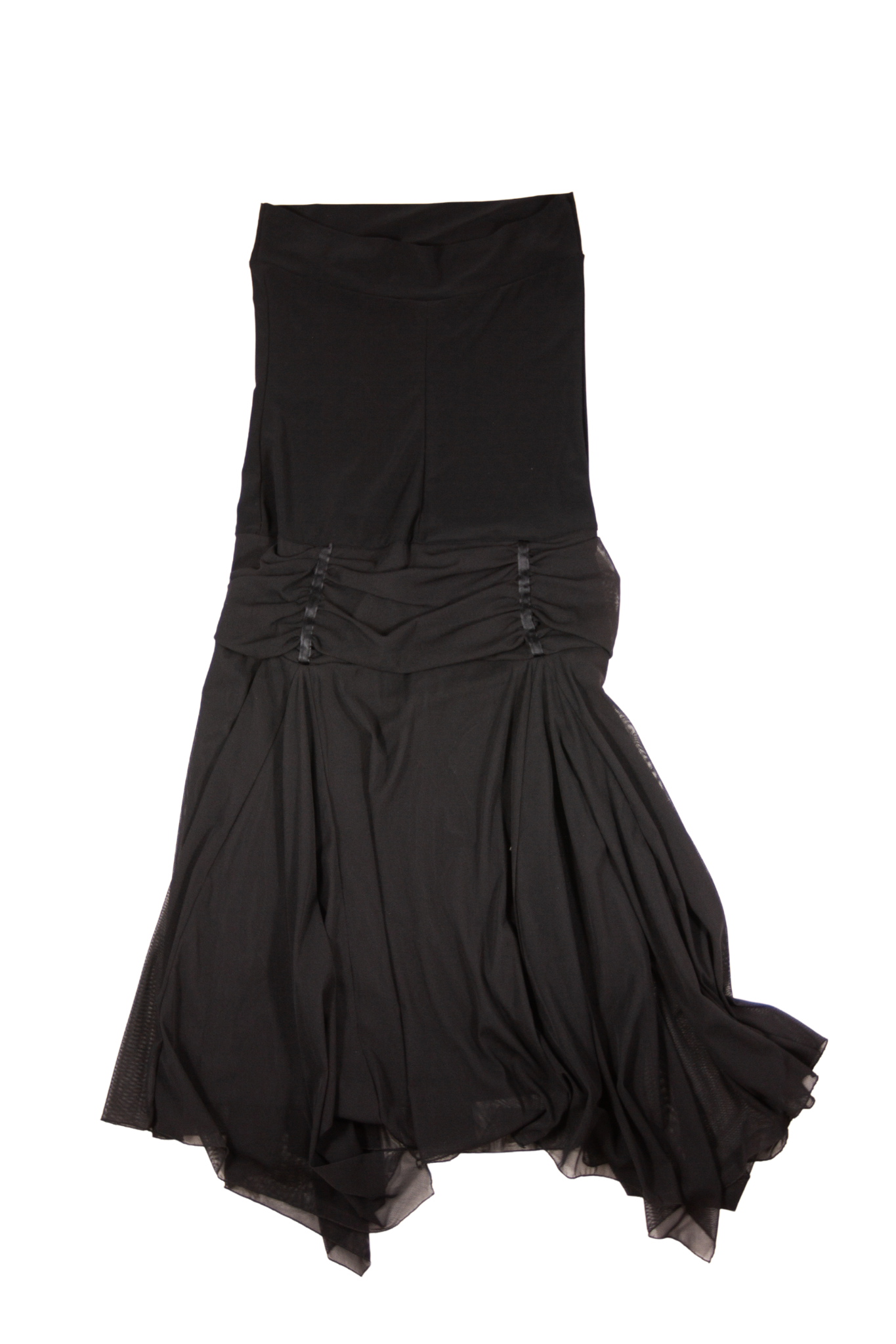 00s Black Drop Waist Body-con Handkerchief Hem