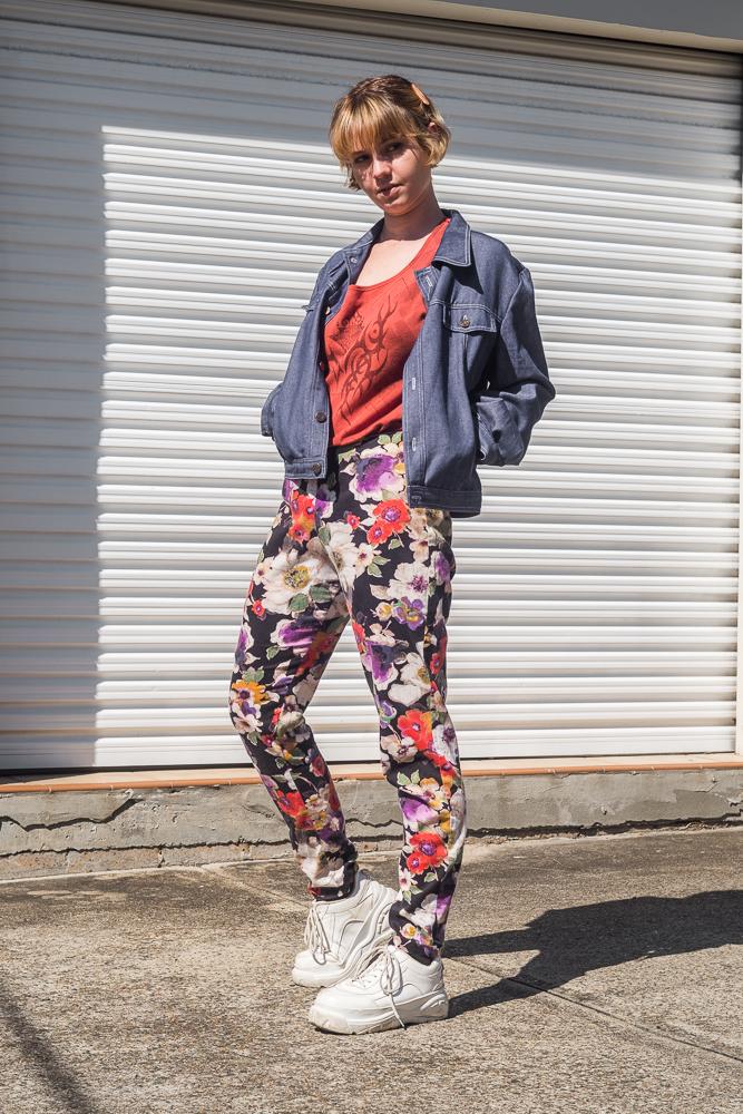 90s Black Floral Pants