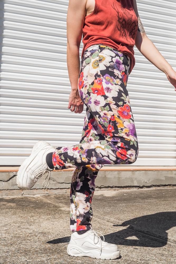 90s Black Floral Pants