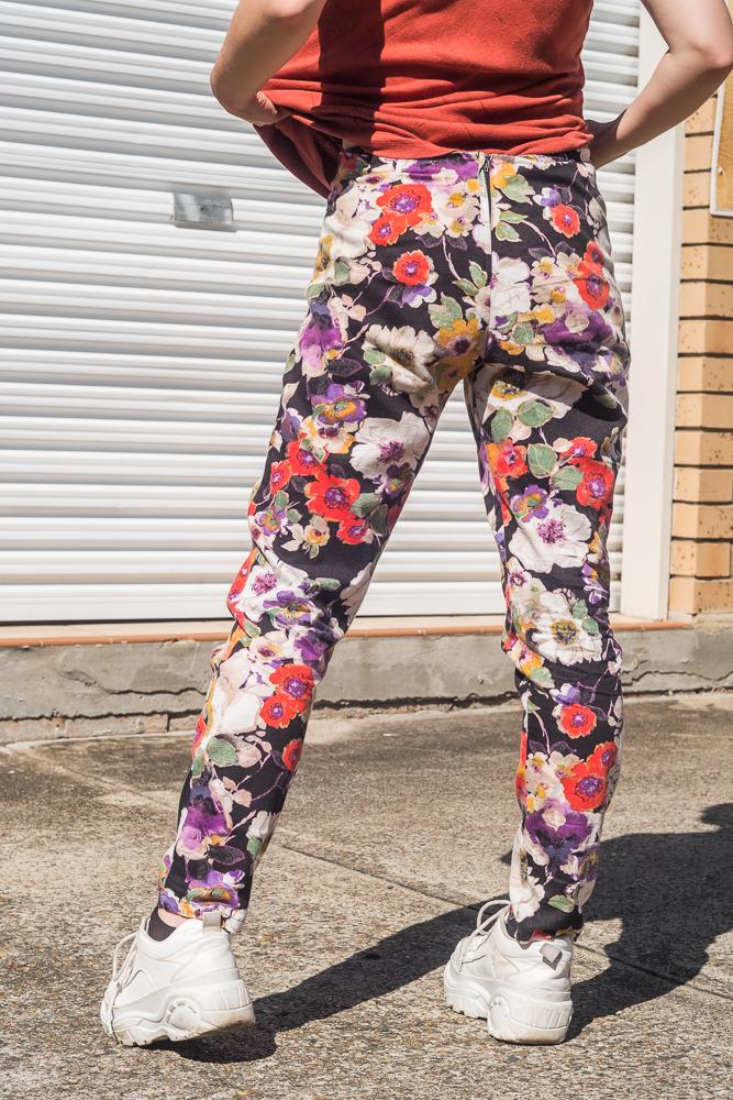 90s Black Floral Pants