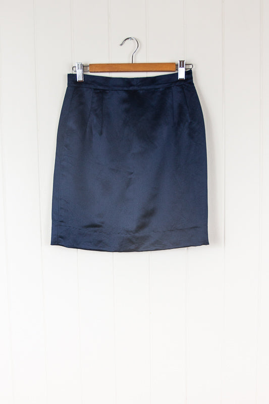 Preloved Midnight Blue Silk Mini Skirt