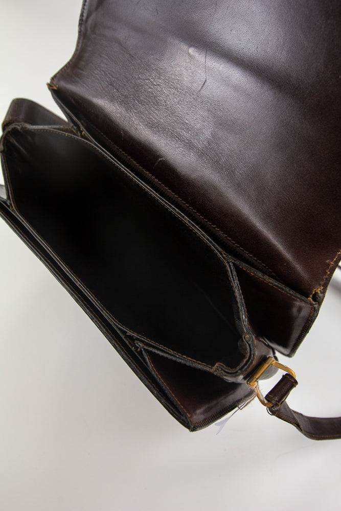 90s Brown Leather Messenger Bag