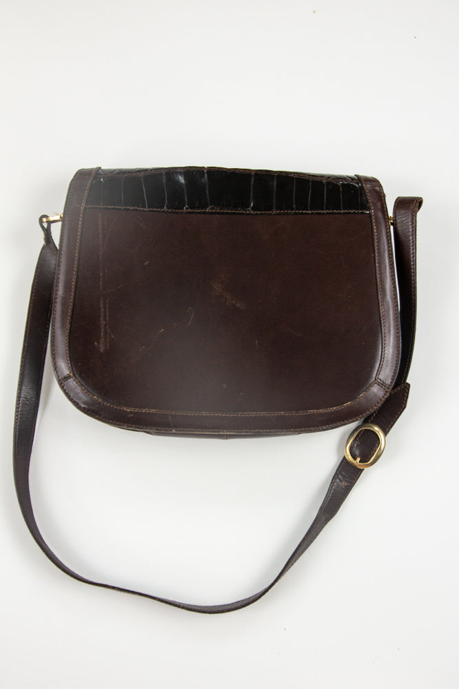 90s Brown Leather Messenger Bag