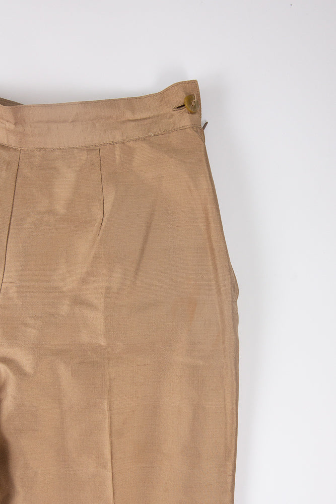 90s Gold Beige Silk 3/4 Tapered Pants