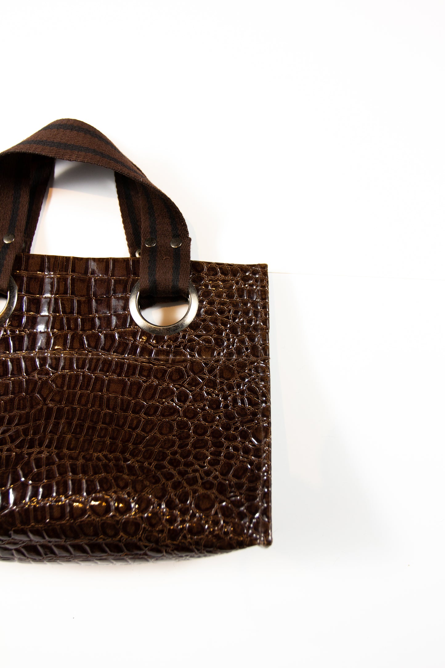 00s Brown Patent Vinyl Alligator Mini Bag
