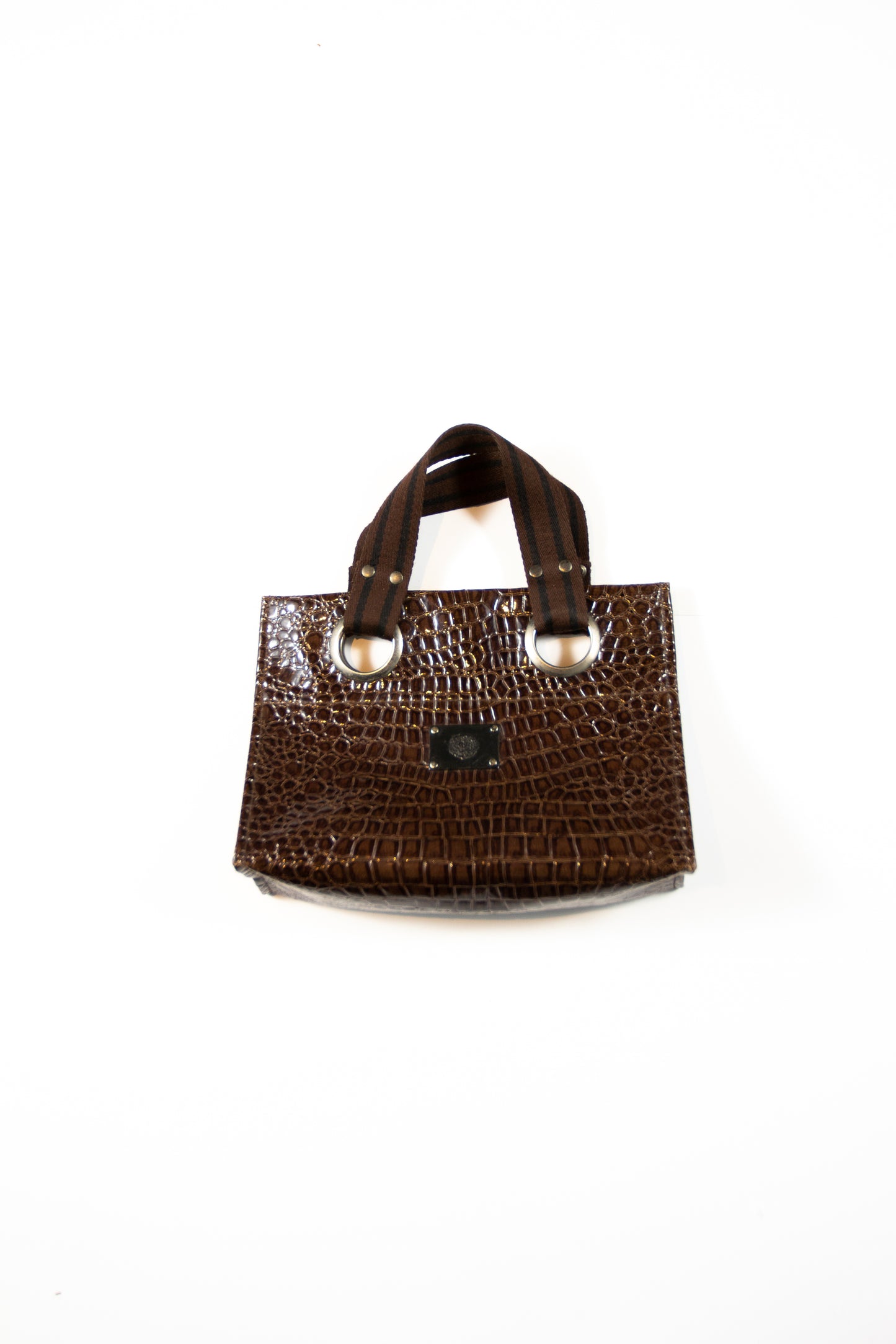 00s Brown Patent Vinyl Alligator Mini Bag