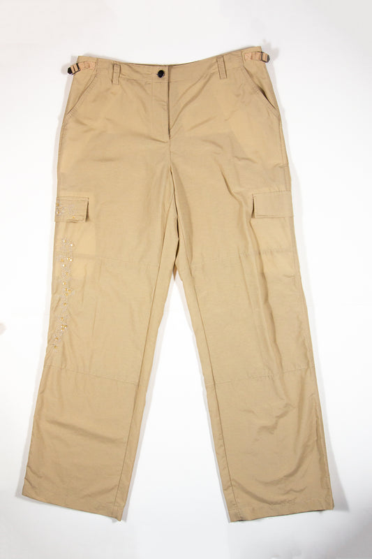 00s Beige Cargo Sequin Pants