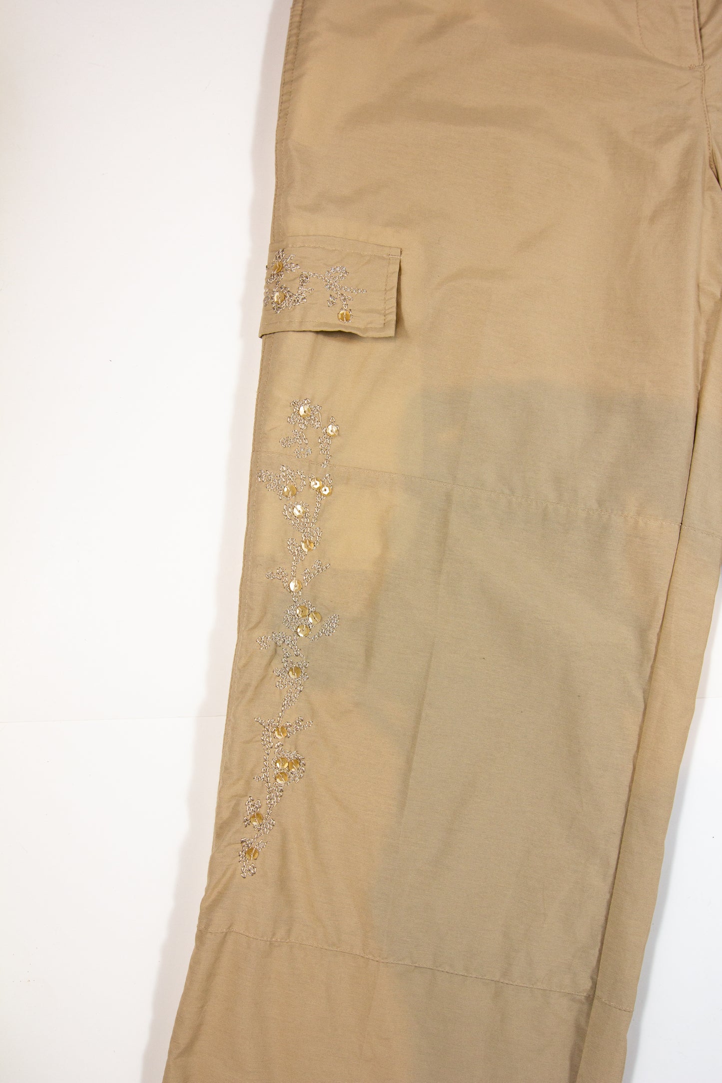 00s Beige Cargo Sequin Pants