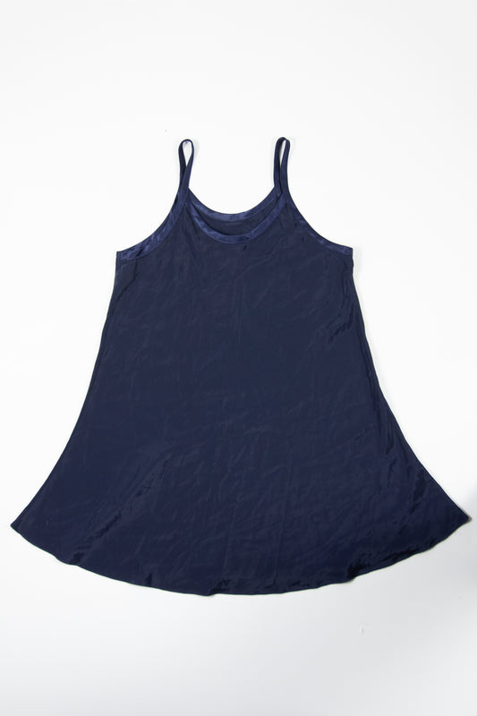 90s Midnight Blue Satin Lace Lingerie Slip Dress