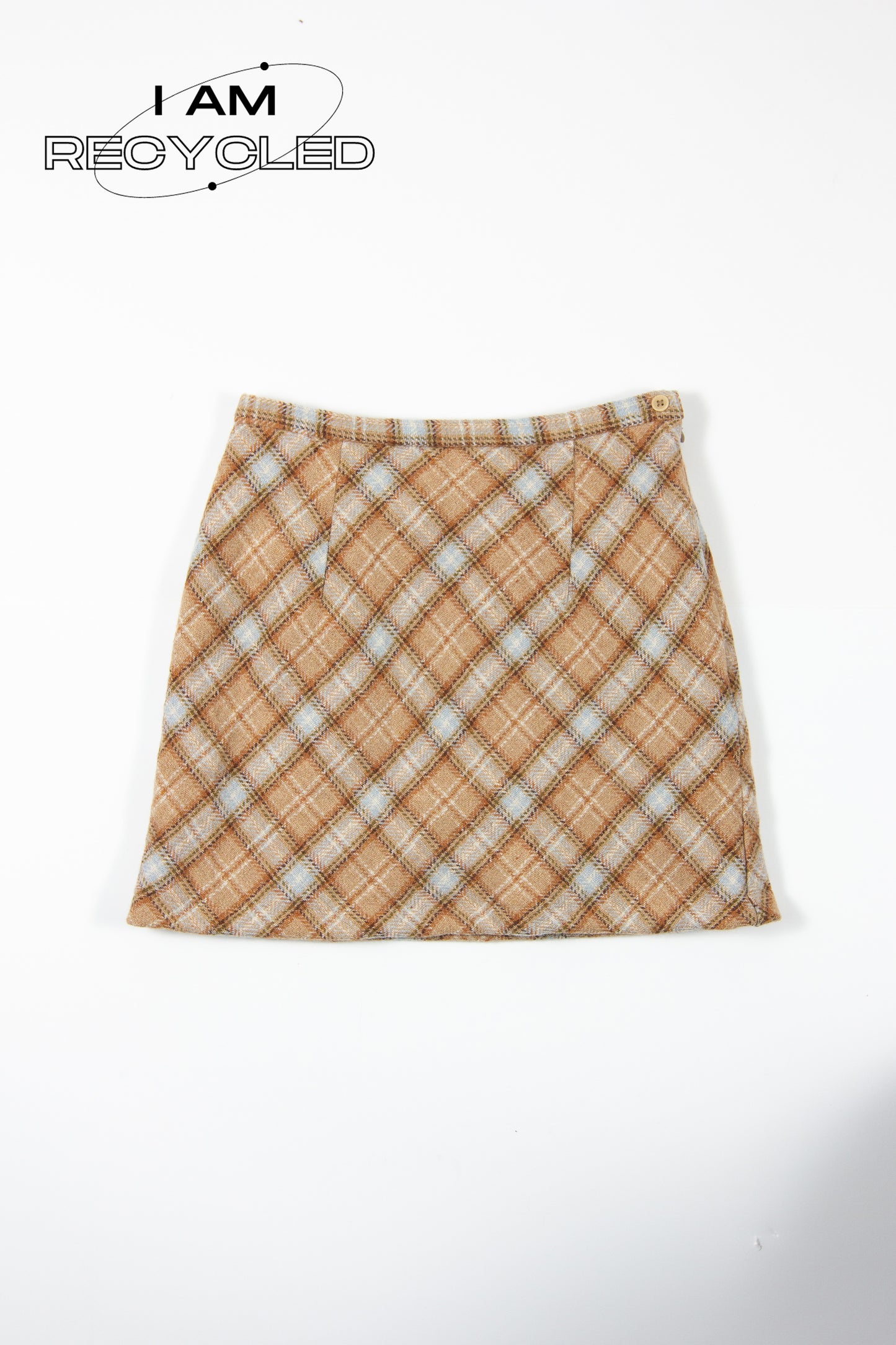 90s Brown Blue Check Mini Skirt