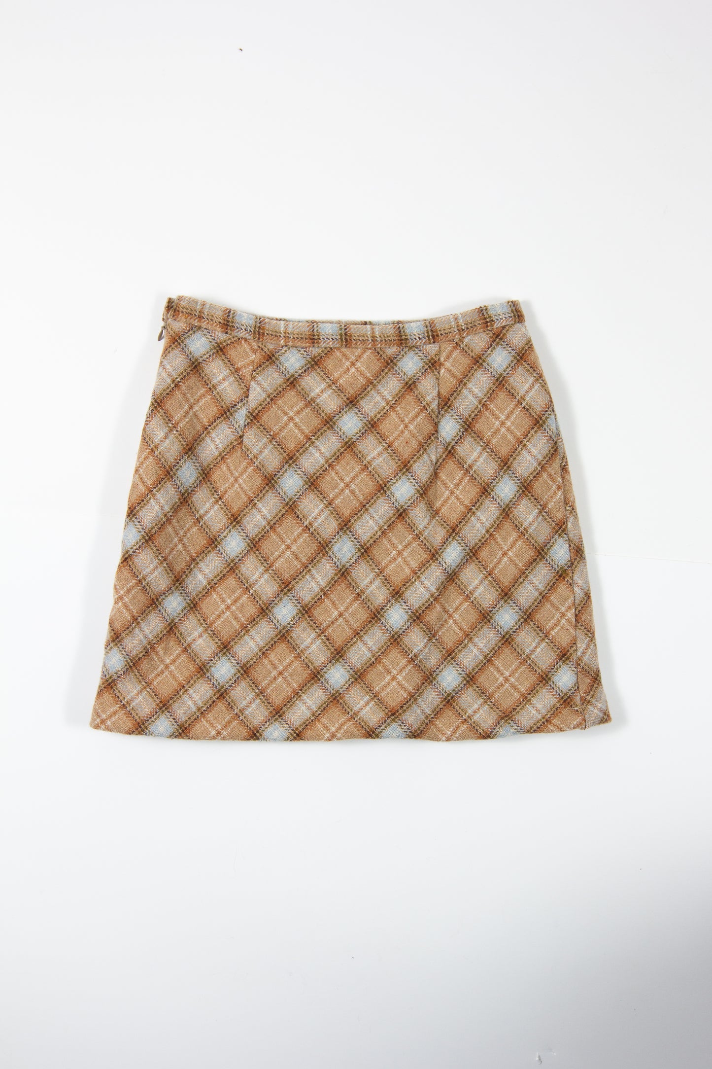 90s Brown Blue Check Mini Skirt