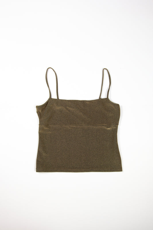 00s Gold Glitter Strap Cami Top