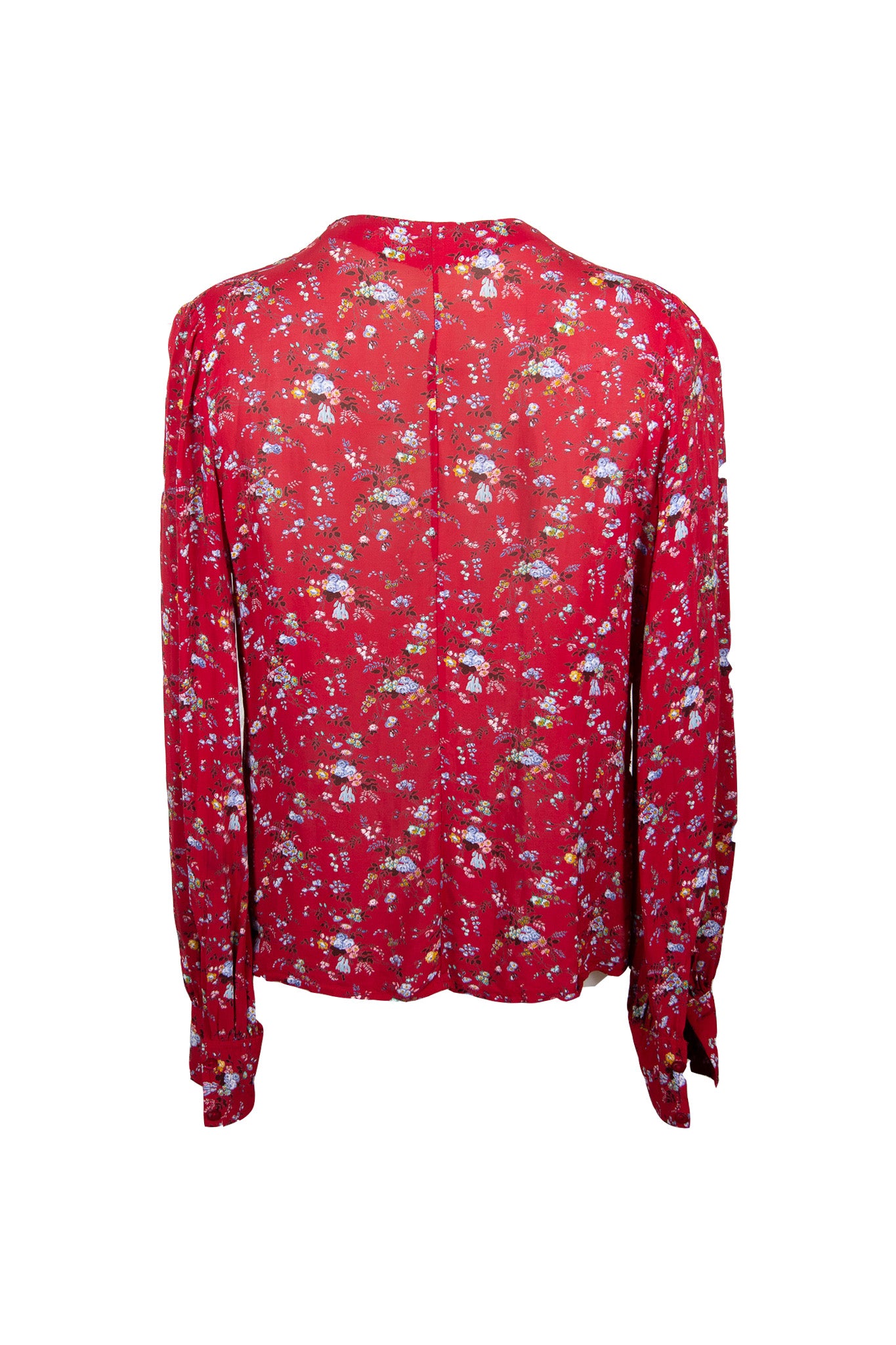 70s Red Floral Sheer Tie Top