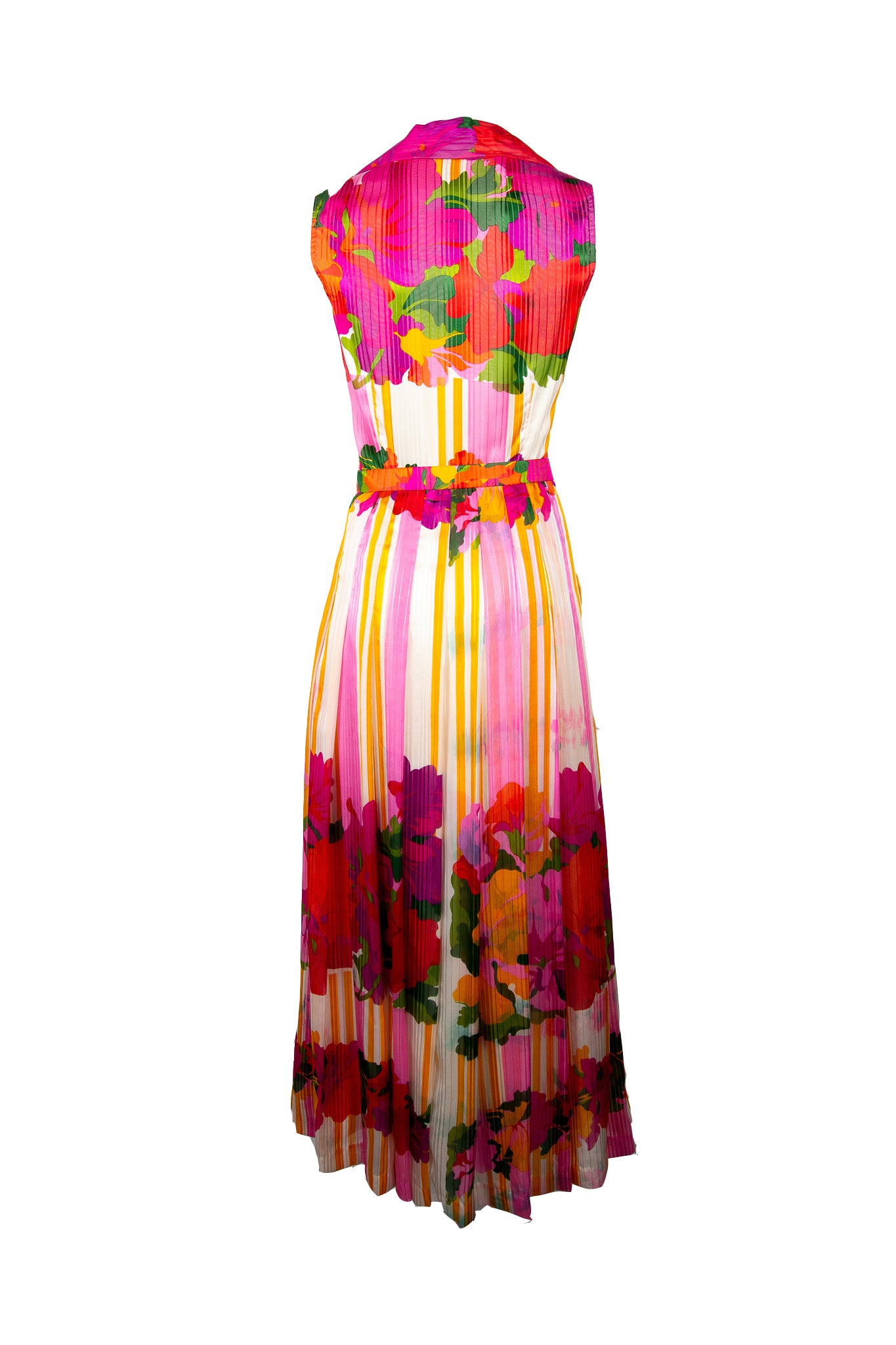 70s Pink & Orange Floral Maxi Dress
