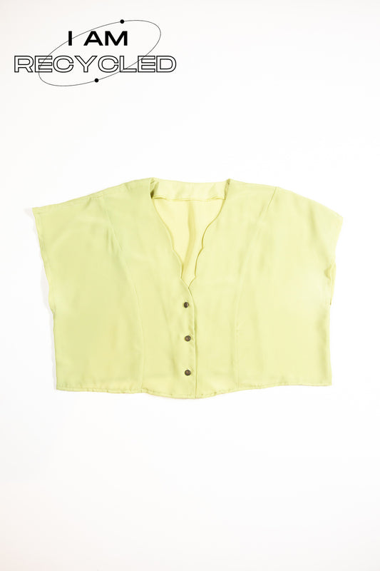 Vintage Lime Green Scalloped Crop Top
