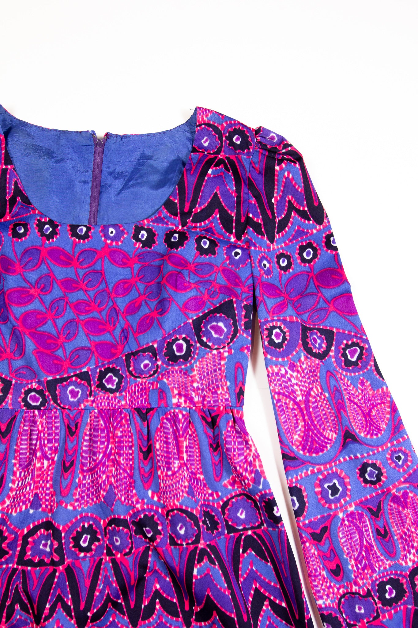 60s Purple Pink Bell Sleeve Go Go Mini Dress