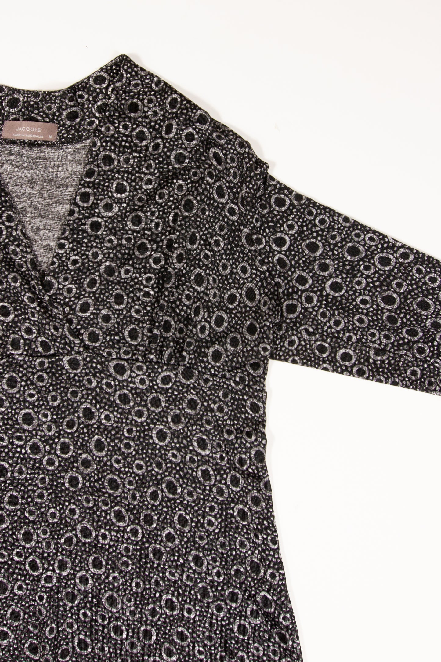 Black + Silver Long Sleeve V Neck Long Sleeve Top