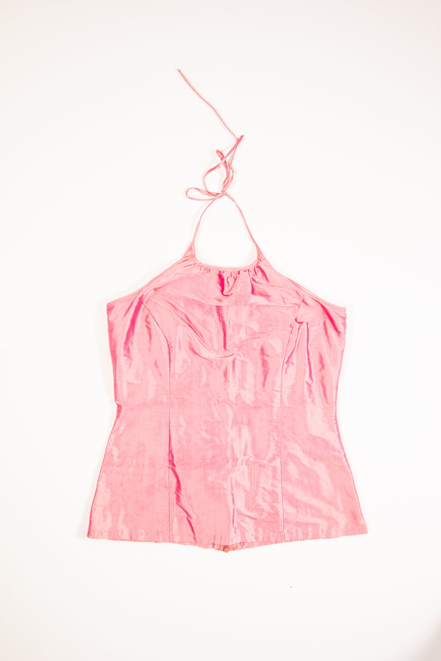 90s Pink Iridescent Halter Prom Top