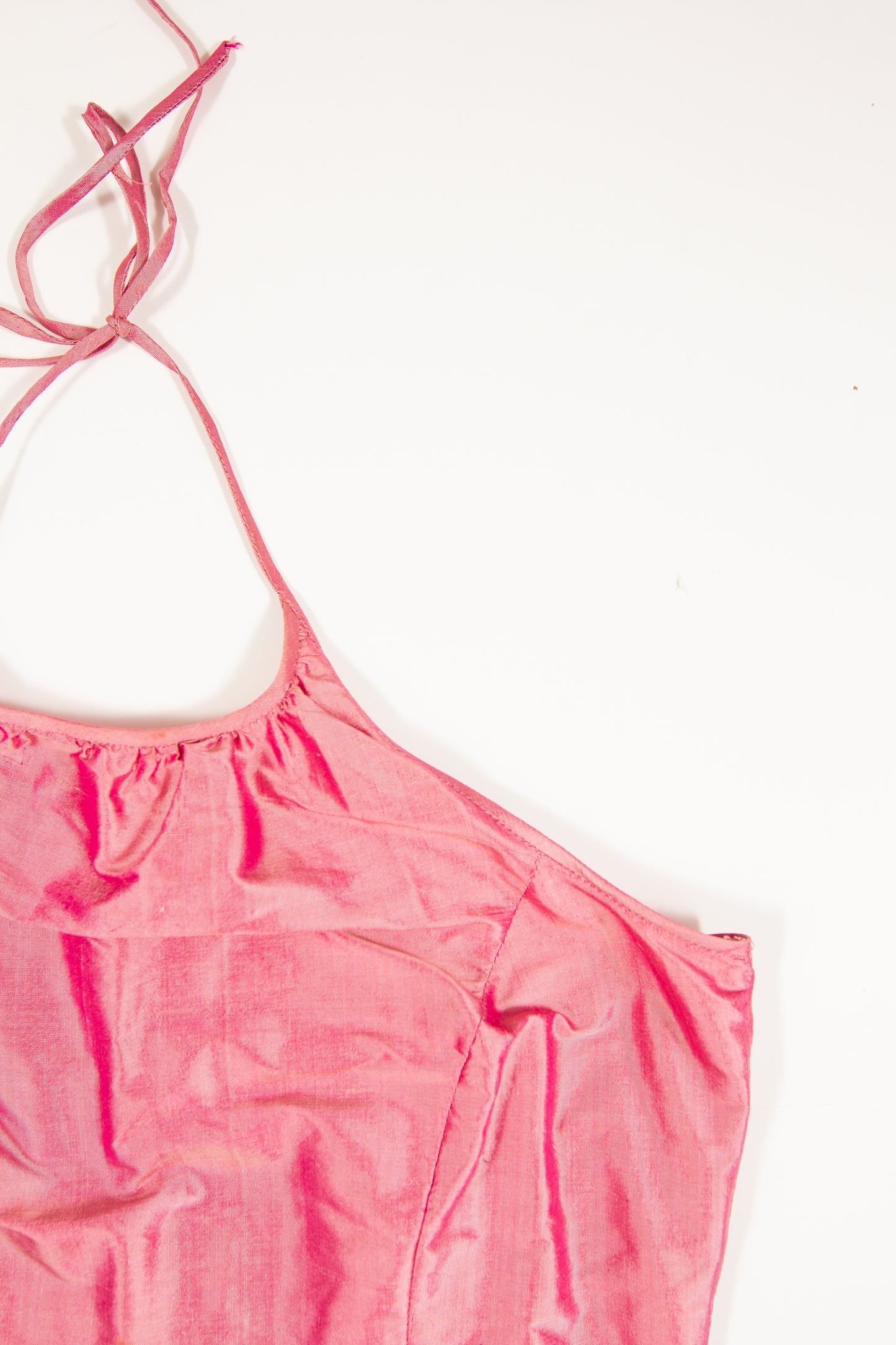 90s Pink Iridescent Halter Prom Top