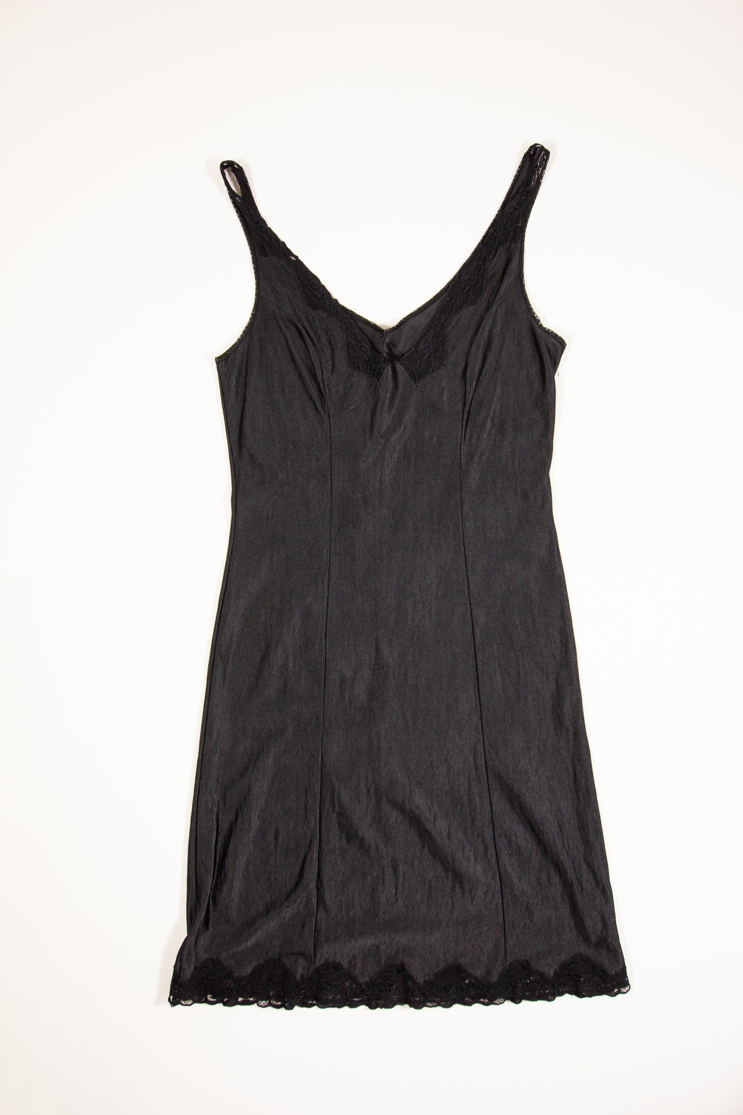 70s Black Slip Dress