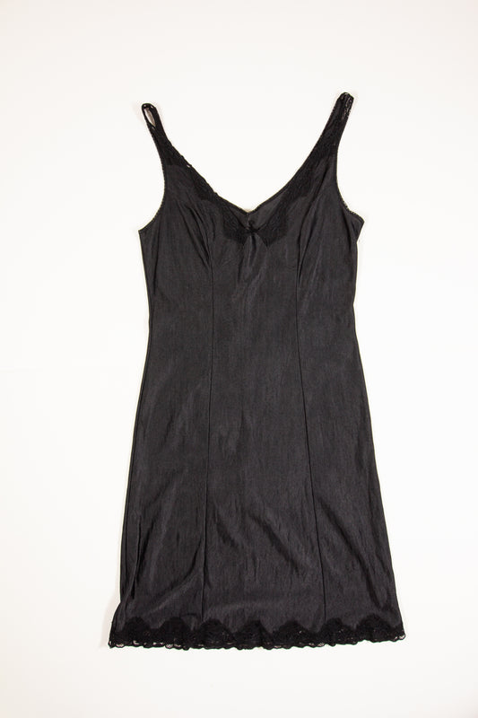 70s Black Slip Dress