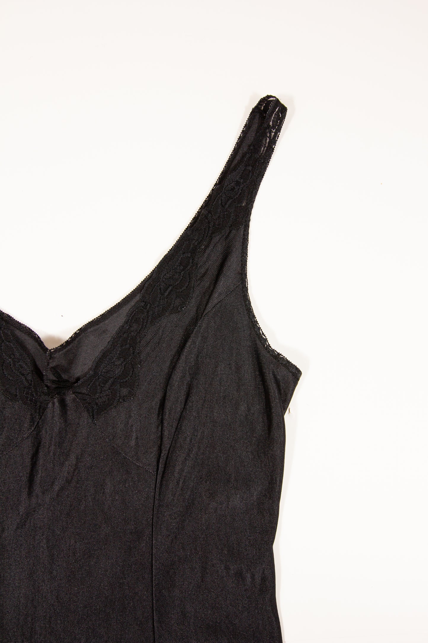 70s Black Slip Dress
