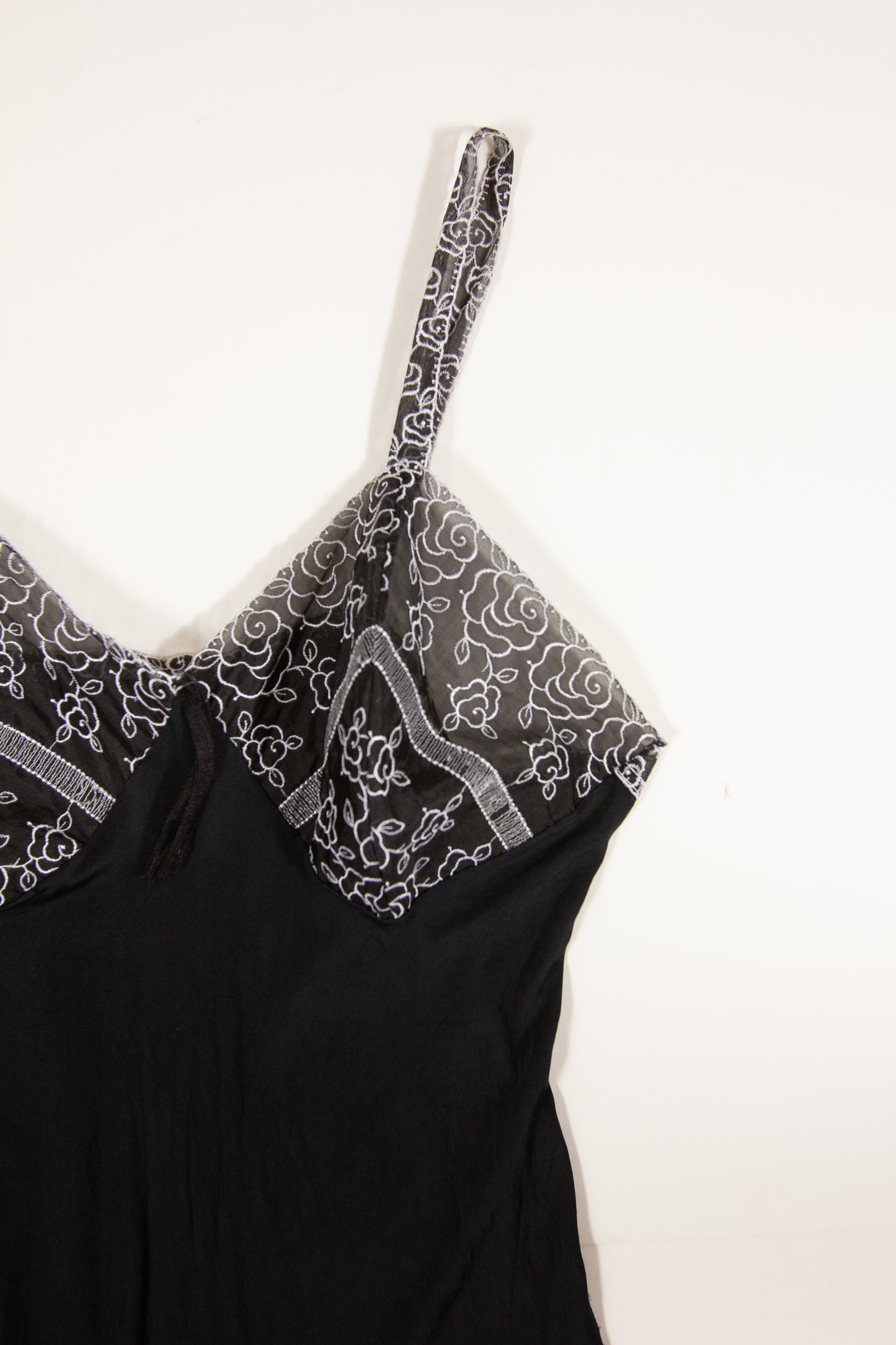 80s Black + White Sheer Slip Dress